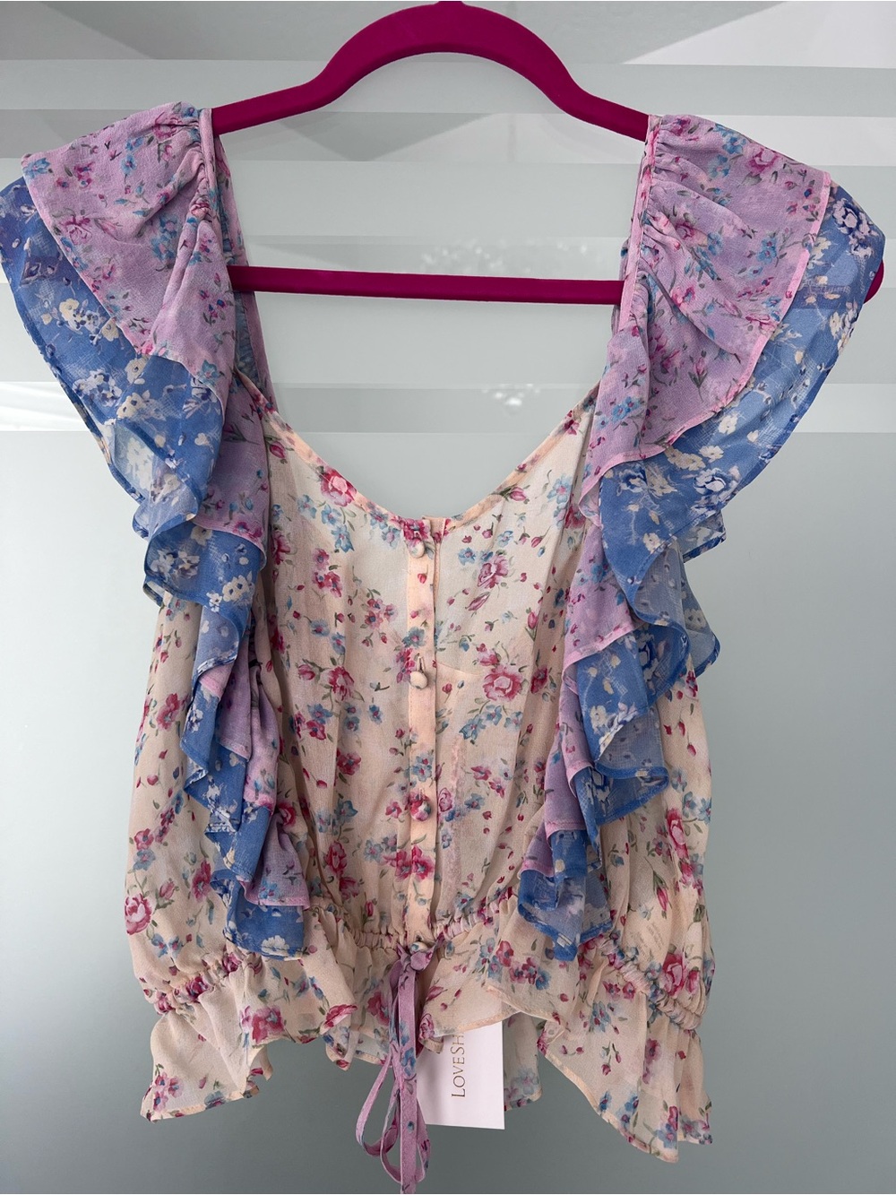 LoveShackFancy Avery Ruffle Floral Top Size Small